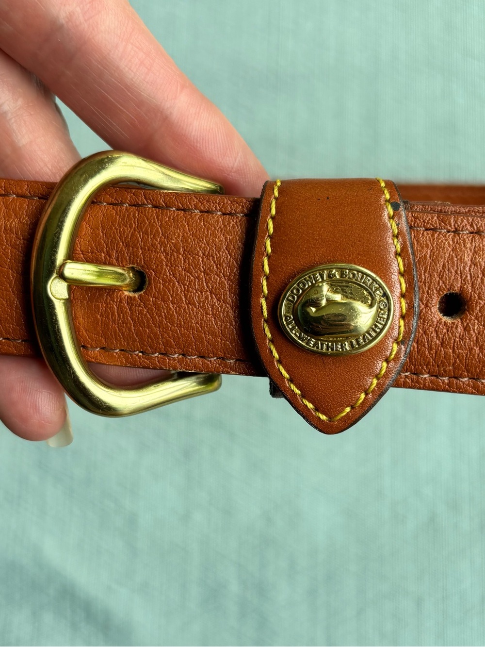 NEW Vintage Dooney & Bourke Chestnut Leather Belt with Gold Hardware - Picture 6 of 8